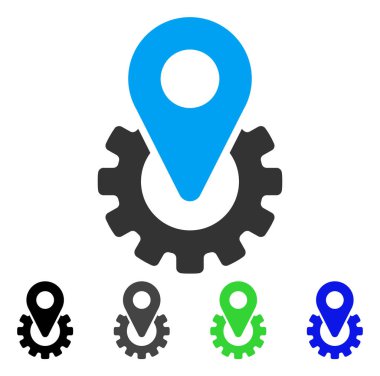 Sanayi dişli konum işaretçisi düz simgesi