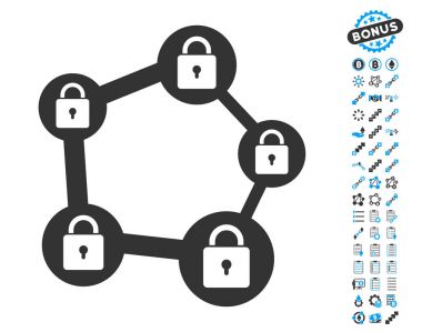 Bonus sembollerin ile Blockchain ağ simgesini