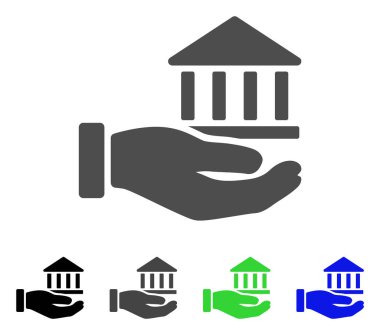 Banka hizmet el düz simgesi