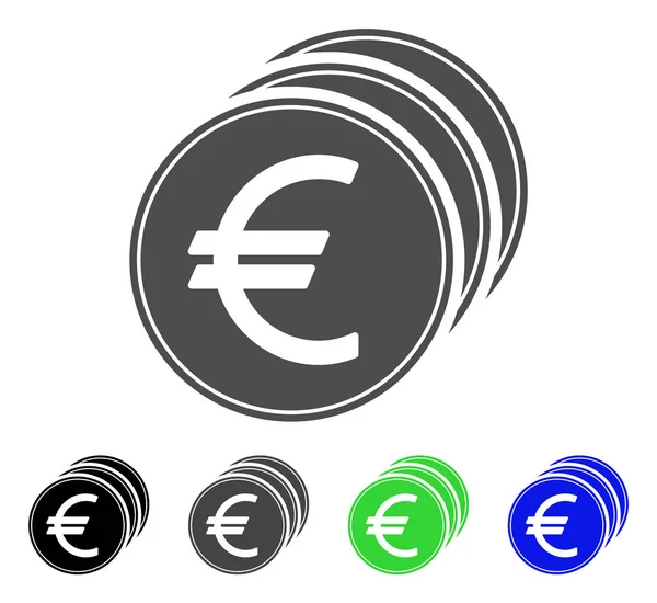 Euro Coins Flat Icon — Stock Vector