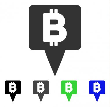 Bitcoin harita işaretçi düz simgesi
