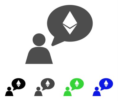 Ethereum düşünme kişi düz simgesi