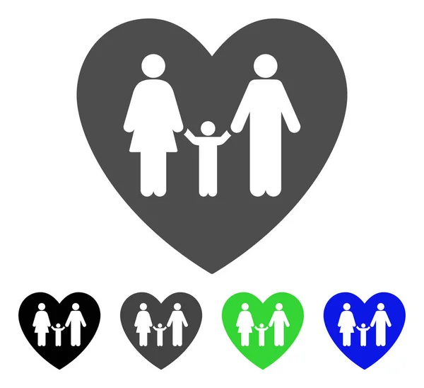 Family Love Heart Flat Icon — Stock Vector