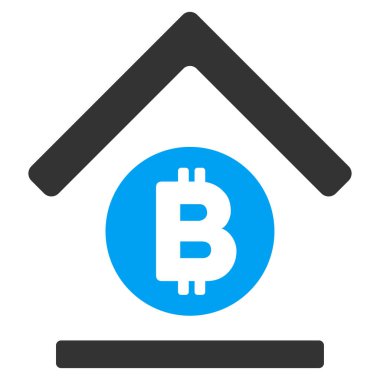 Bitcoin banka çatı düz simgesi