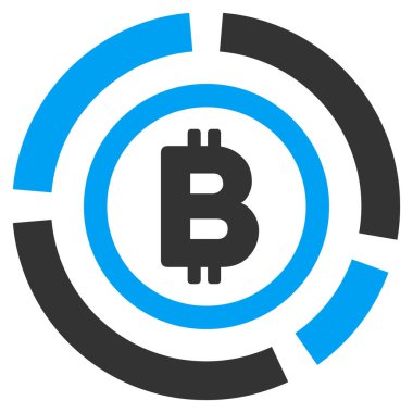 Bitcoin daire diyagram düz simgesi