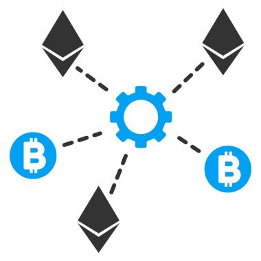 Cryptocurrency ağ düğümleri düz simgesi