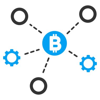 Bitcoin ağ düğümleri düz simgesi