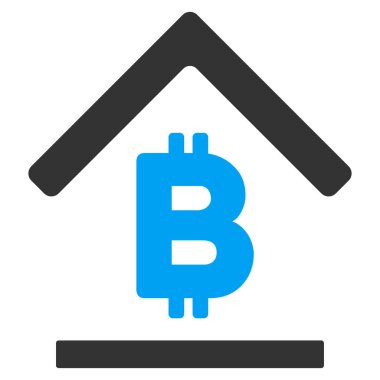 Bitcoin banka çatı düz simgesi