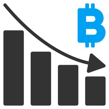 Bitcoin durgunluk Bar grafik düz simgesi