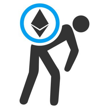 Ethereum kurye adam düz simgesi