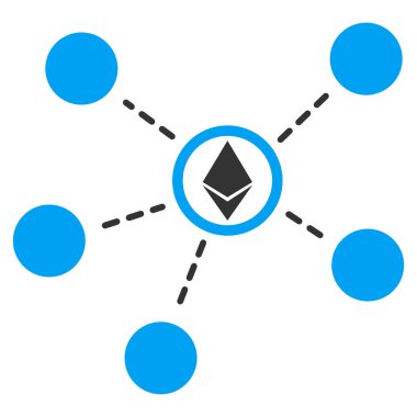 Ethereum ağ bağlantıları düz simgesi