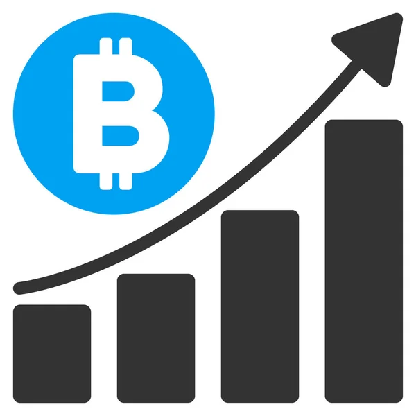 Bitcoin Gráfico de barras Tendencia Icono plano — Archivo Imágenes Vectoriales