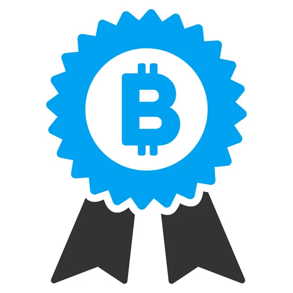 Bitcoin-Siegel mit Bändern flaches Symbol — Stockvektor