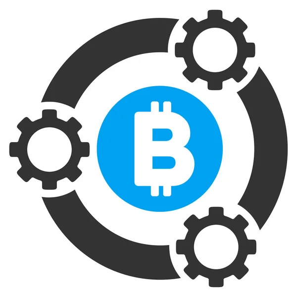 Bitcoin Pool Colaboración Icono plano — Vector de stock