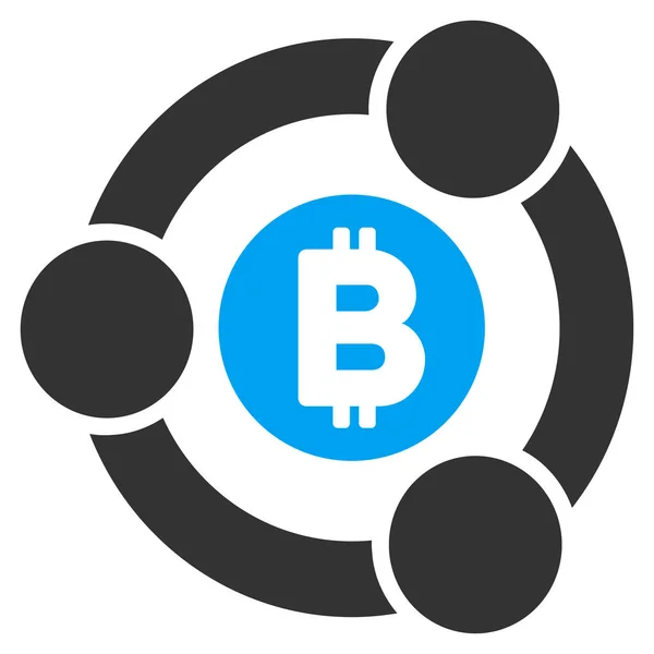 Bitcoin samenwerking platte pictogram — Stockvector