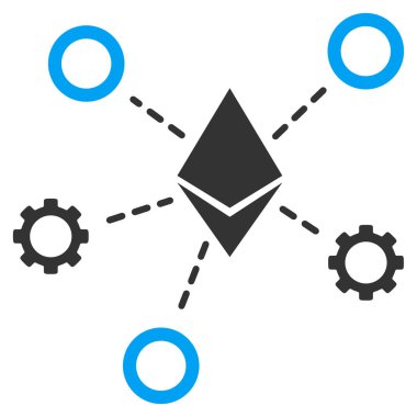 Ethereum ağ düğümleri düz simgesi
