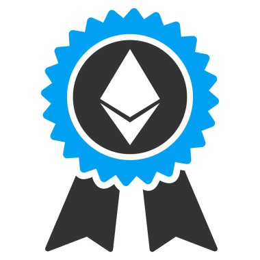 Ethereum ödül mühür düz simgesi