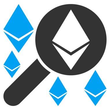 Büyüteç arama Ethereum düz simgesi