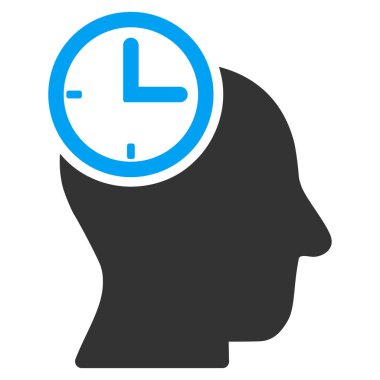 Zaman düşünme kafa düz simgesi