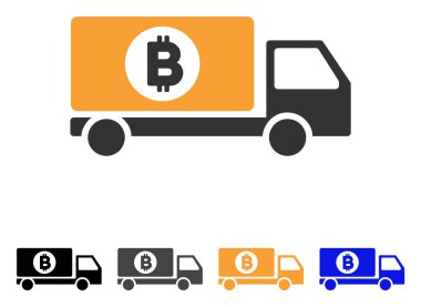 Bitcoin teslim kamyon vektör simgesi
