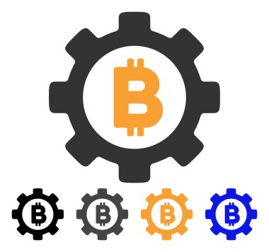 Bitcoin dişli vektör simgesi