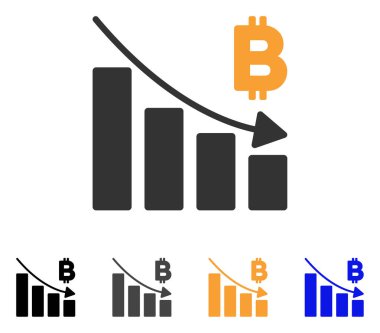 Bitcoin durgunluk Bar grafik vektör simgesi