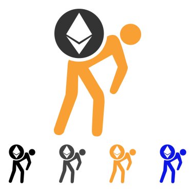 Ethereum kurye kişi vektör simgesi