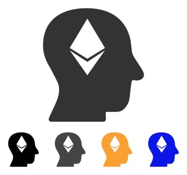 Ethereum düşünme kafa vektör simgesi