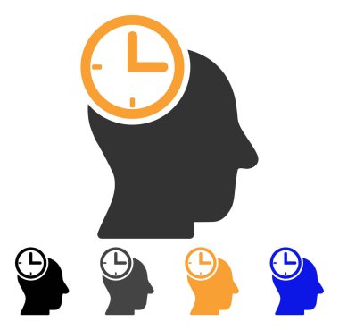 Zaman düşünme kafa vektör simgesi