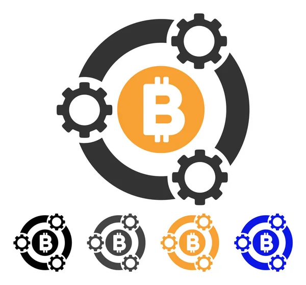 Bitcoin Pool Colaboración Vector Icono — Vector de stock