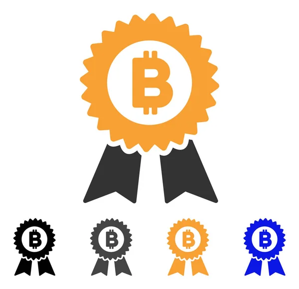 Bitcoin-Siegel mit Bändern Vektor-Symbol — Stockvektor
