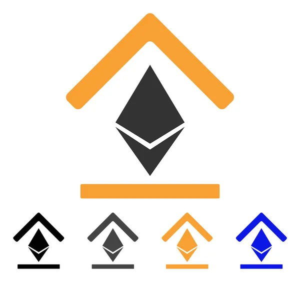 Ícone de vetor de telhado Ethereum banco —  Vetores de Stock