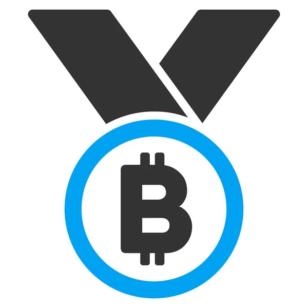 Bitcoin-Medaille mit Bändern flaches Symbol — Stockvektor