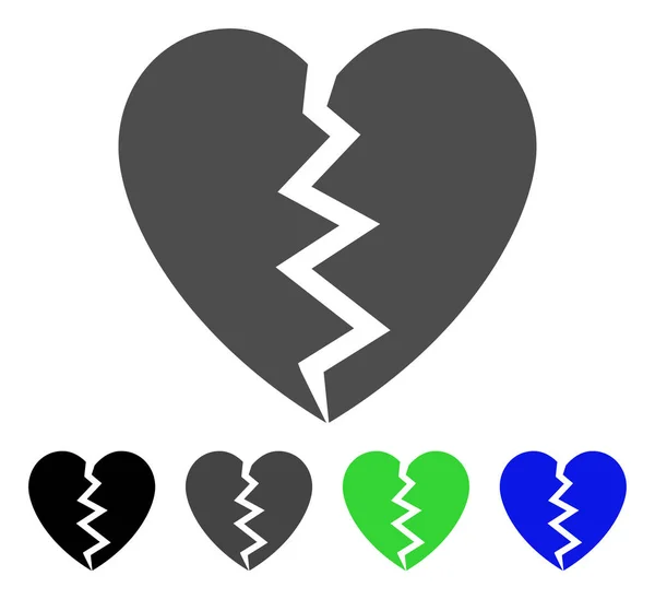 Corazón roto Icono plano — Vector de stock