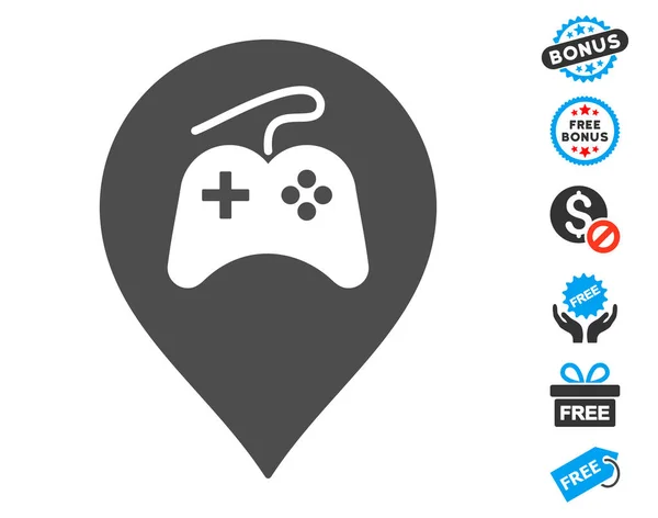 Videospiele-Marker-Symbol mit kostenlosem Bonus — Stockvektor