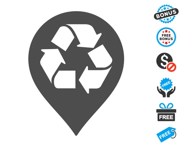 Reciclar mapa marcador icono con bono gratis — Vector de stock