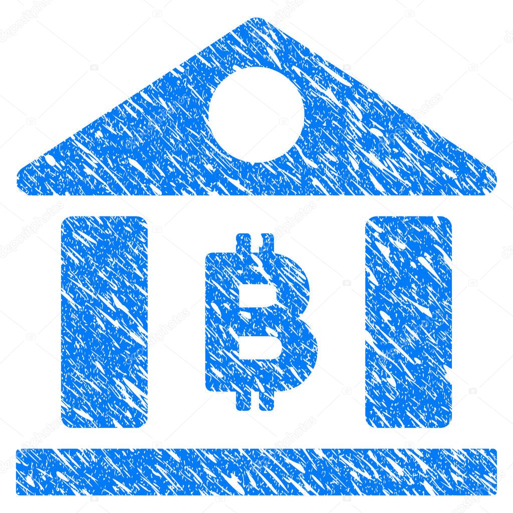 Bitcoin Bank Building Grunge Icon