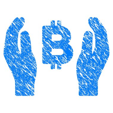 Bitcoin bakım el Grunge simgesi