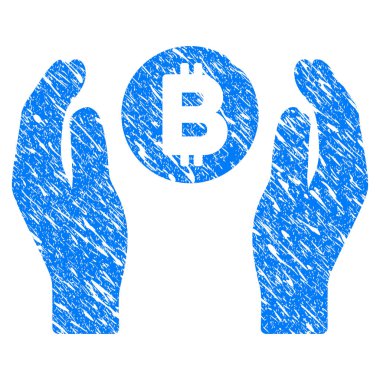 Bitcoin bakım el Grunge simgesi