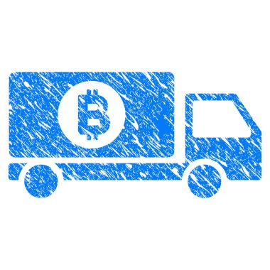 Bitcoin teslim kamyon Grunge simgesi