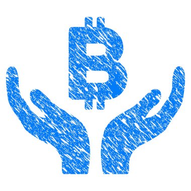 Bitcoin bakım el Grunge simgesi