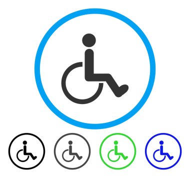 Engelli kişi yuvarlak vektör simgesi