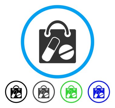 Uyuşturucu alışveriş çantası yuvarlak vektör simgesi
