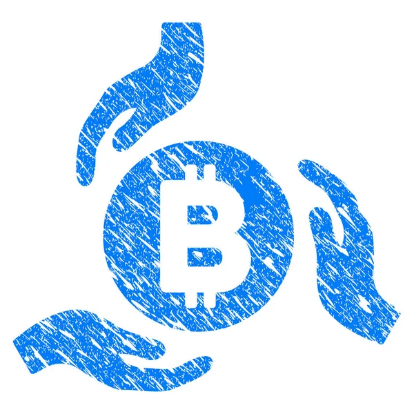 Bitcoin Care Hands Grunge Icon — Stock Vector