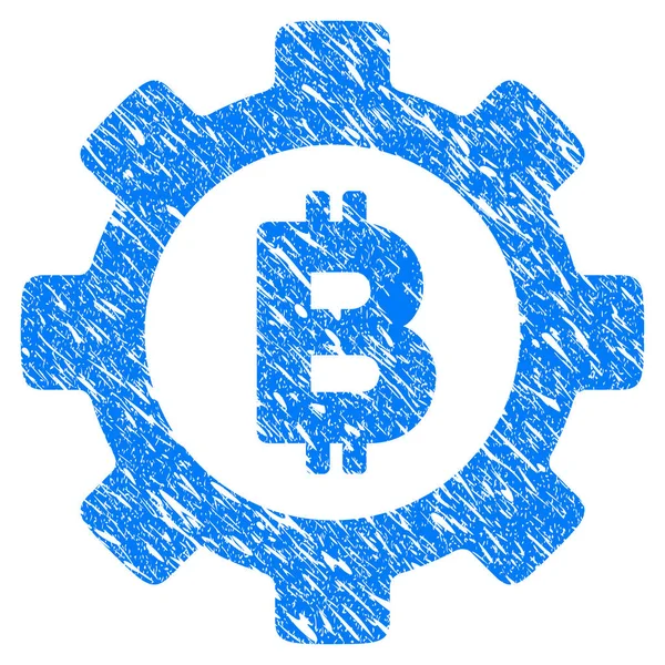 Bitcoin Gear Grunge Icon — Stock Vector