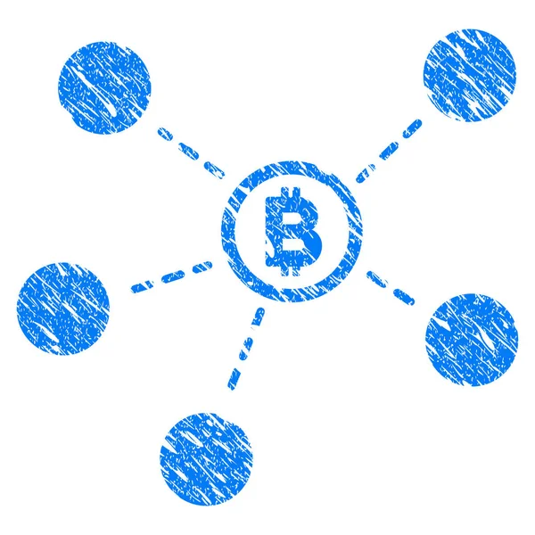 Bitcoin netwerkpictogram Grunge — Stockvector