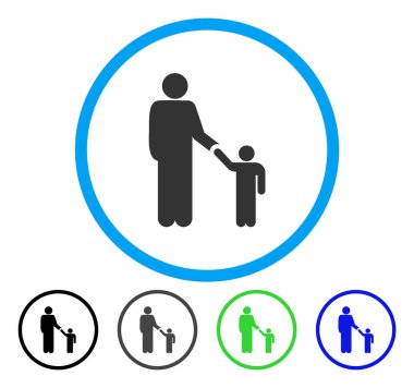 Baba ile oğlu yuvarlak vektör simgesi