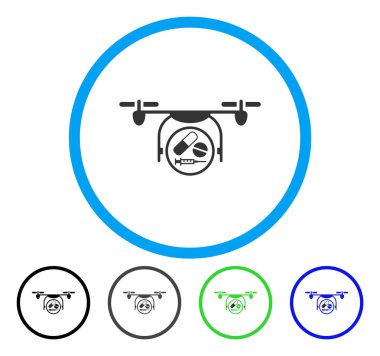 İlaç Quadcopter yuvarlak vektör simgesi