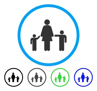 Anne ve çocuk yuvarlak vektör simgesi