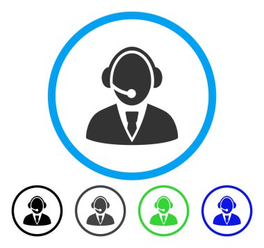 Çağrı Merkezi çalışan yuvarlak vektör simgesi